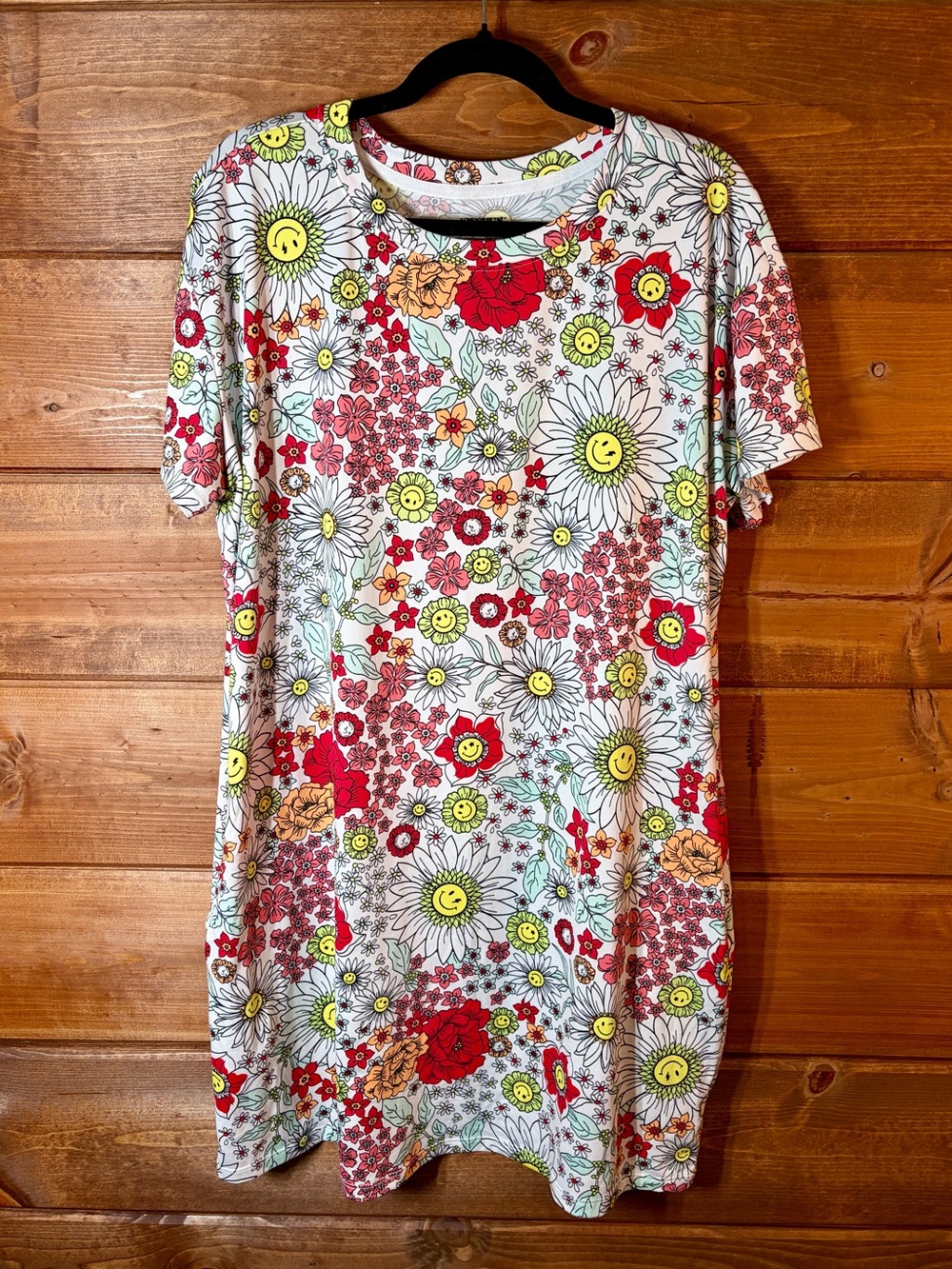 Floral Smile Daisy Short Sleeve SOFT T-Shirt Mini Dress Size Small - Medium 💕🌴